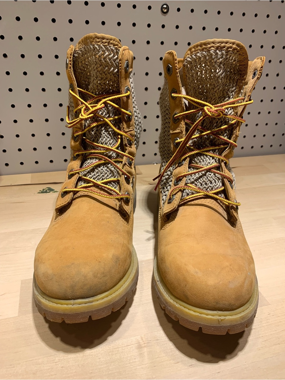 Timberland Combat Boots Women's Open Weave Wheat A13GC US Size 9